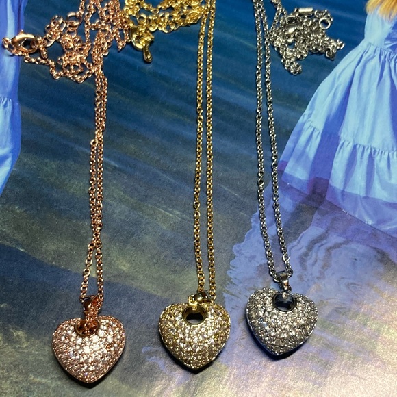 Gold Plated Heart Necklace Statement - Picture 7 of 10